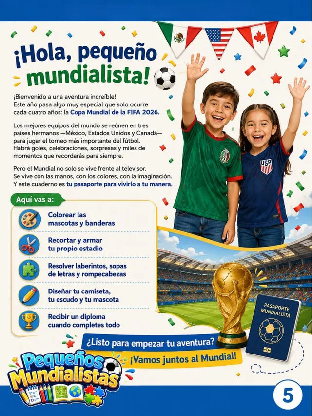 Página de bienvenida del cuaderno con niños celebrando