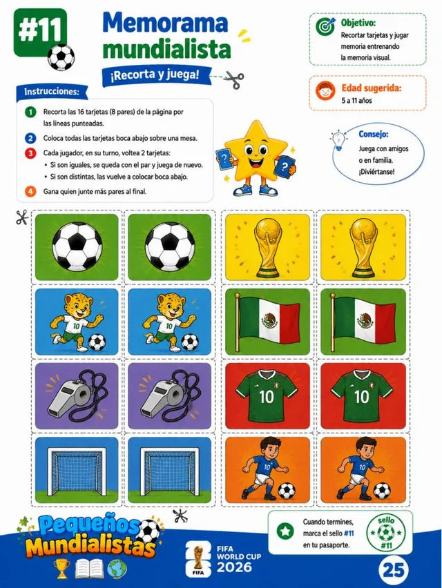Actividad: memorama futbolero para recortar y jugar